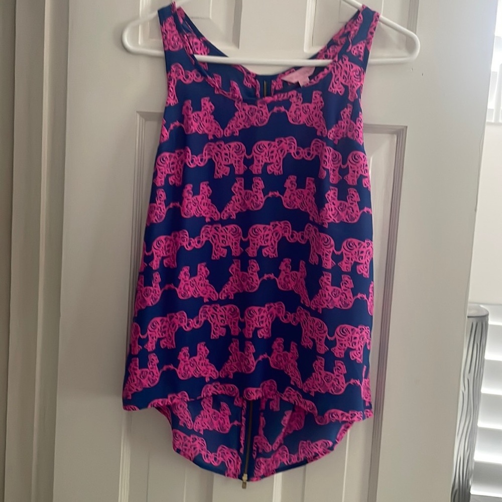 Lilly Pulitzer tank XS with elephant print, 100% silk, gently worn